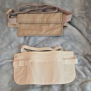 TRAVEL Set Of 2 Beige and Cream Under Clothing Pouches For Valuables (1101)